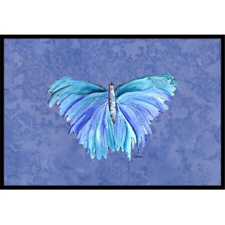 Carolines Treasures Carolines Treasures 8855MAT Butterfly on Slate Blue Indoor Or Outdoor Doormat - 18 x 27 in. 8855MAT